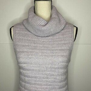 Leo & Sage Small Lilac Purple Sleeveless Turtleneck Sweater Cashmere Blend EUC